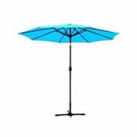 Propation 9 Ft. Aluminum Patio Market Umbrella Tilt with Crank - Turquoise Fabric & Bronze Pole PR2593373